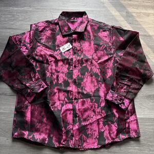 Barry Wang Button Down Silk Shirt, XXL 2XL, Floral
